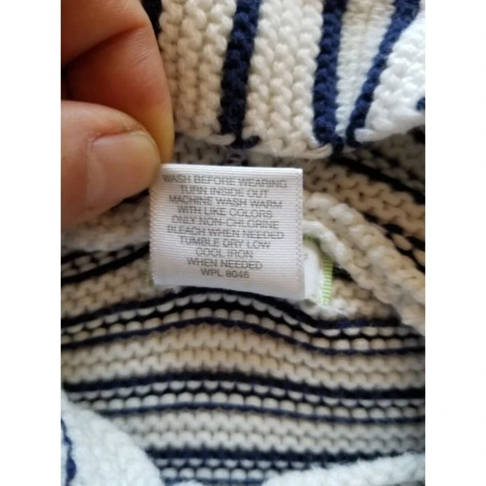 First Impressions 12M Play Striped Hooded Cardigan Navy/White Nautical EUC